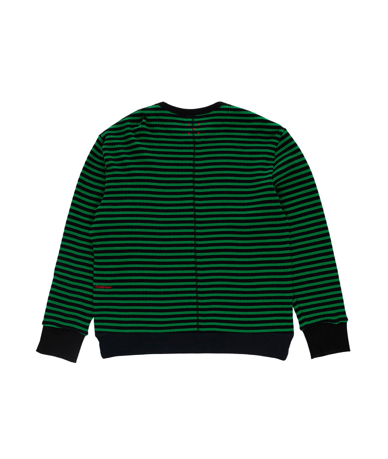 Pop Striped Waffle Crewneck Juniper/Black