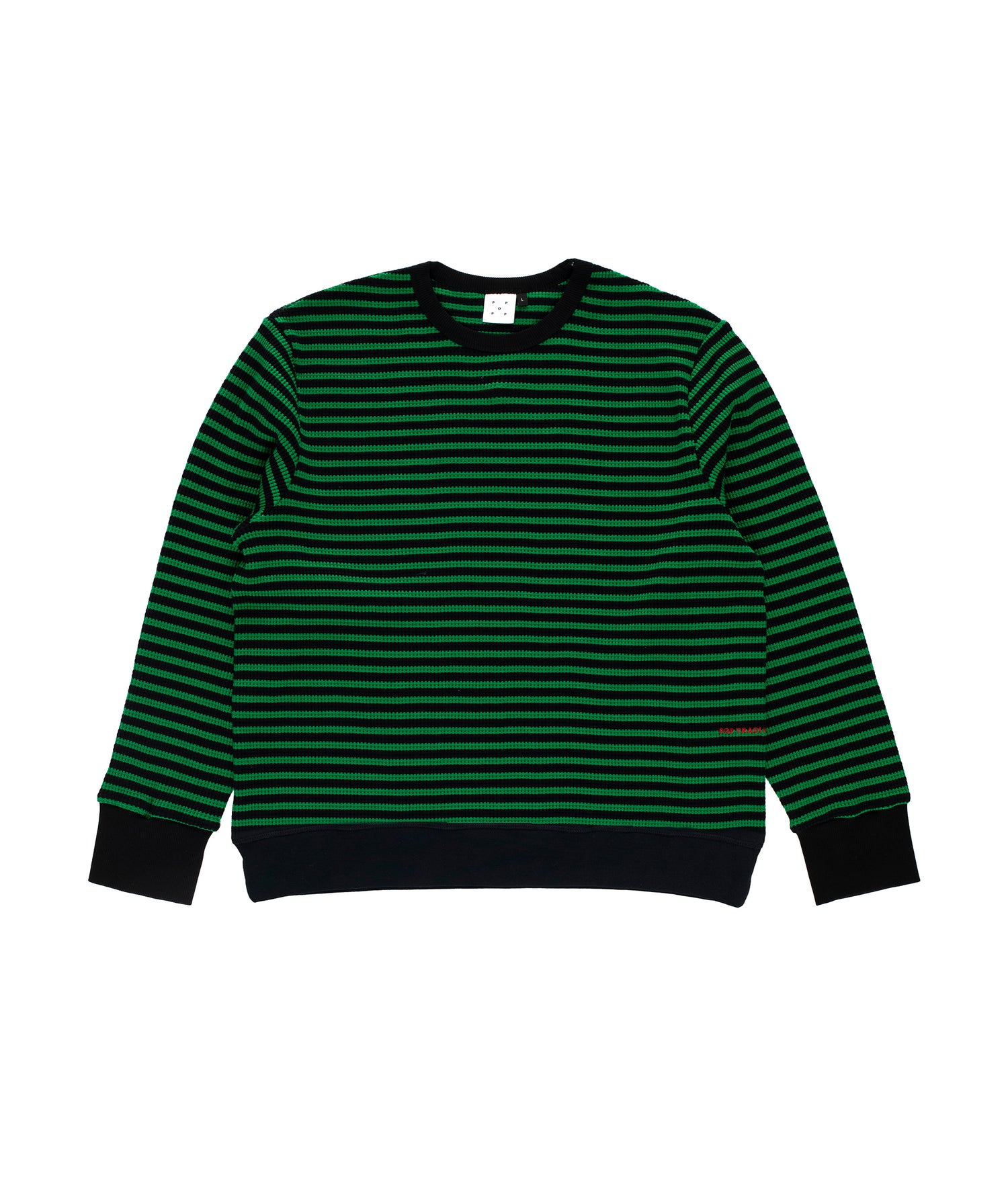 Pop Striped Waffle Crewneck Juniper/Black