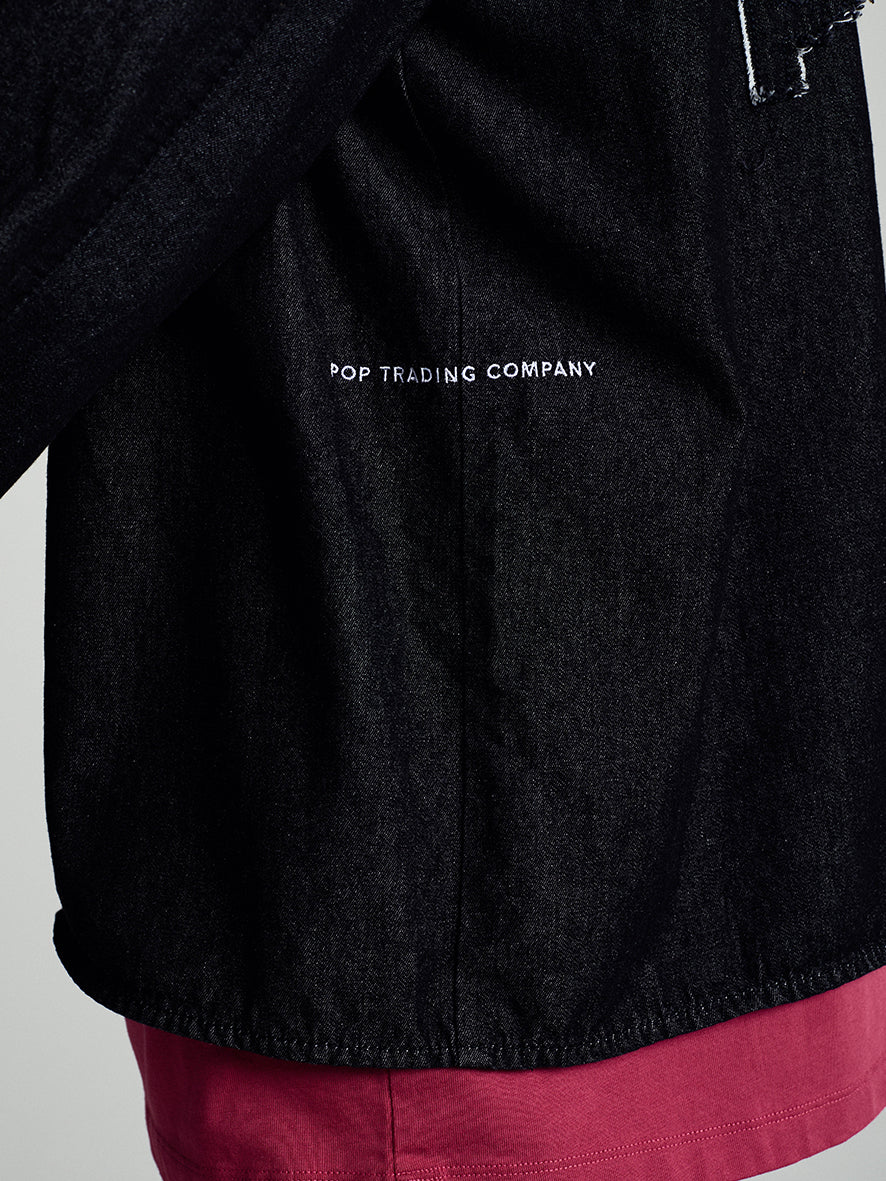 Applique Logo Denim Shirt Black Denim