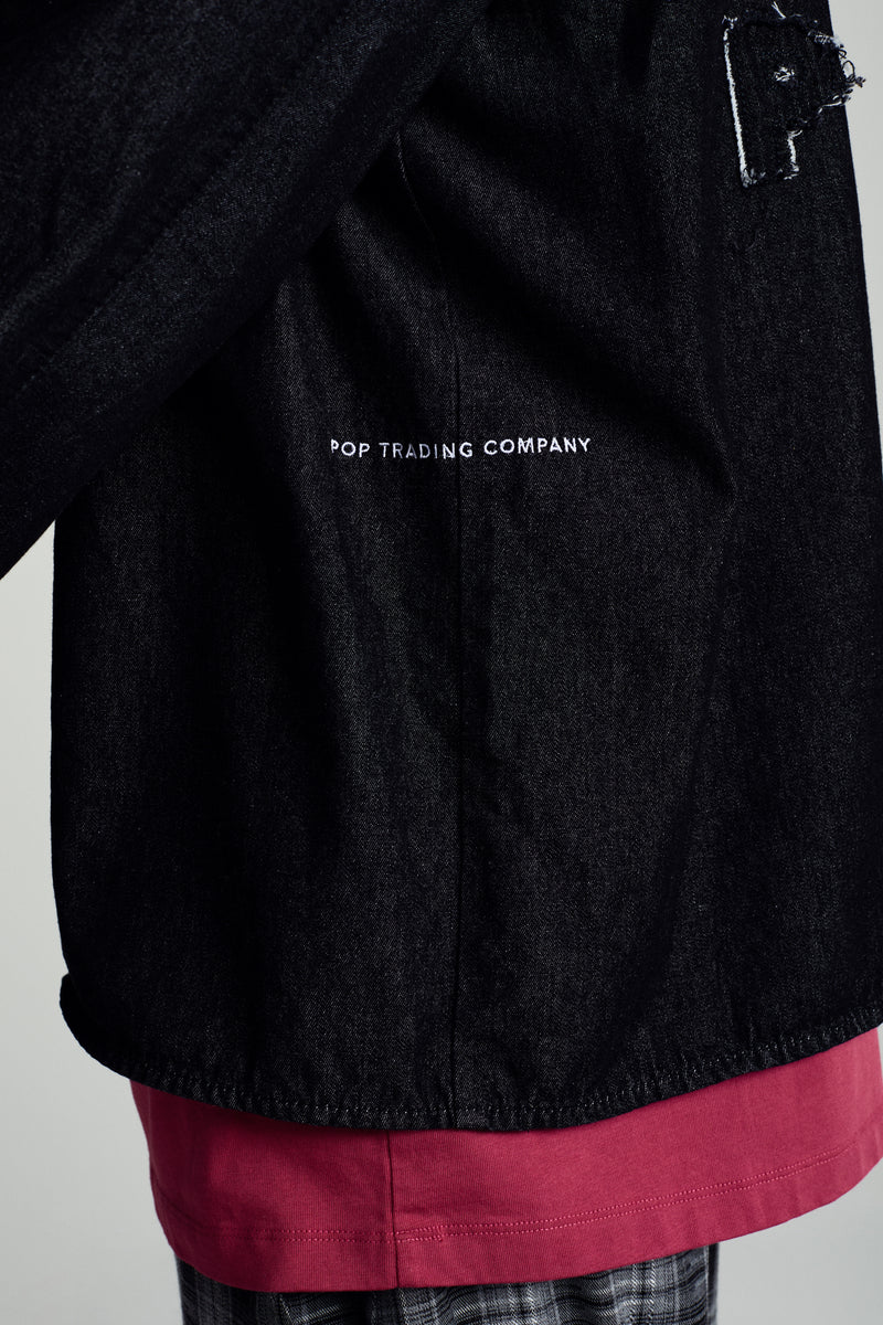 Pop Applique Logo Denim Shirt Black Denim