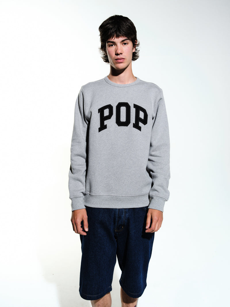 Pop Arch Crewneck Sweat Heather Grey