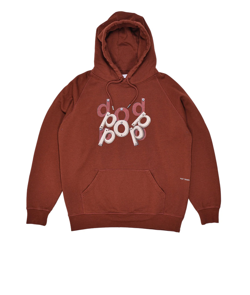 Pop Mees Letters Hooded Sweat Fired Brick