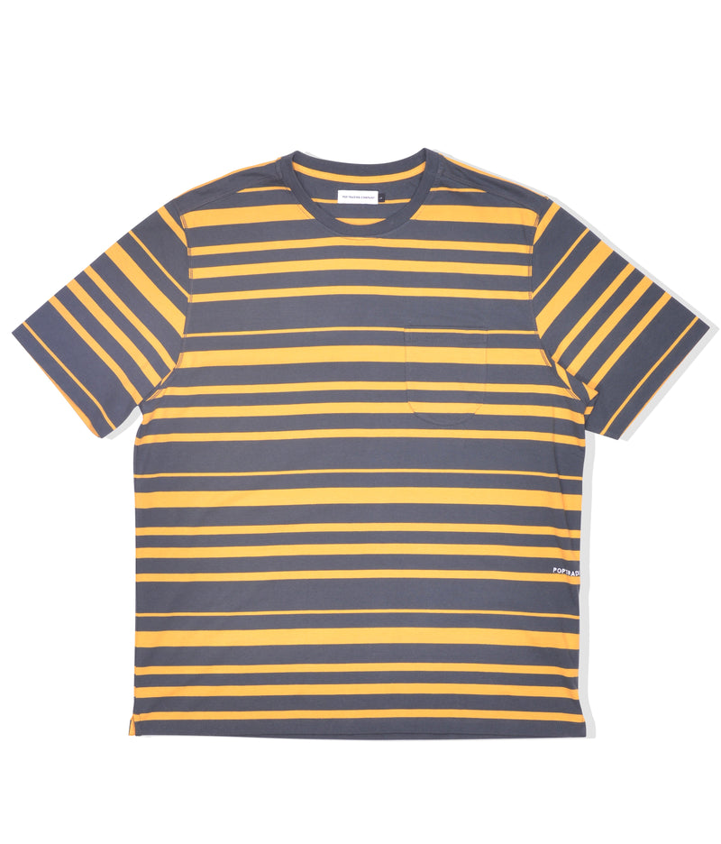 Pop Striped Pocket T-Shirt Charcoal/Burnt Yellow