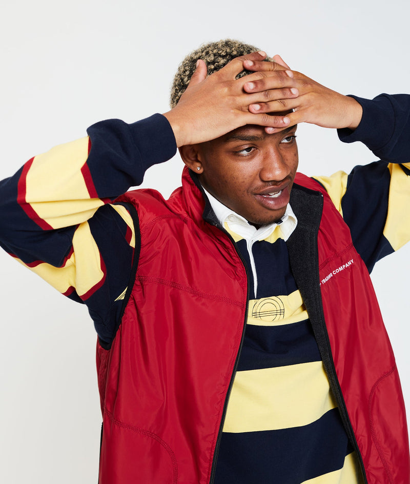 Pop Striped Logo rugby Polo Sweat Snapdragon/Navy