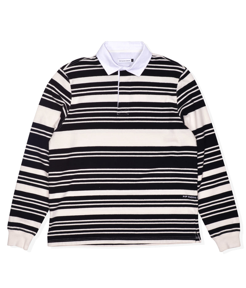 Pop Striped Rugby Shirt Off White/Black