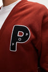 Pop Big P Cardigan Sweat Fired Brick