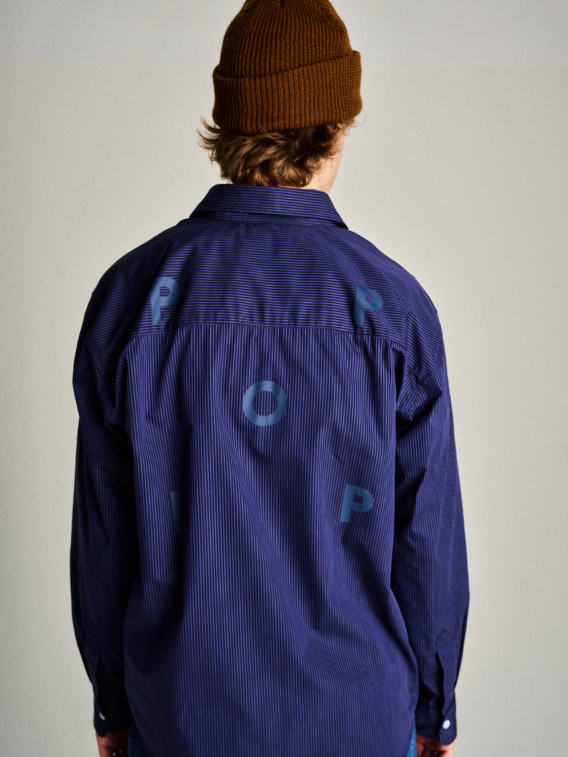 Pop Striped Logo Shirt Navy