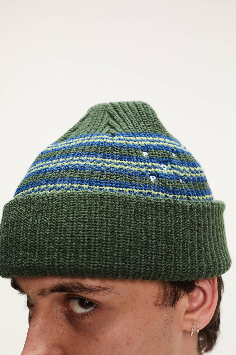 Pop Striped Beanie Green