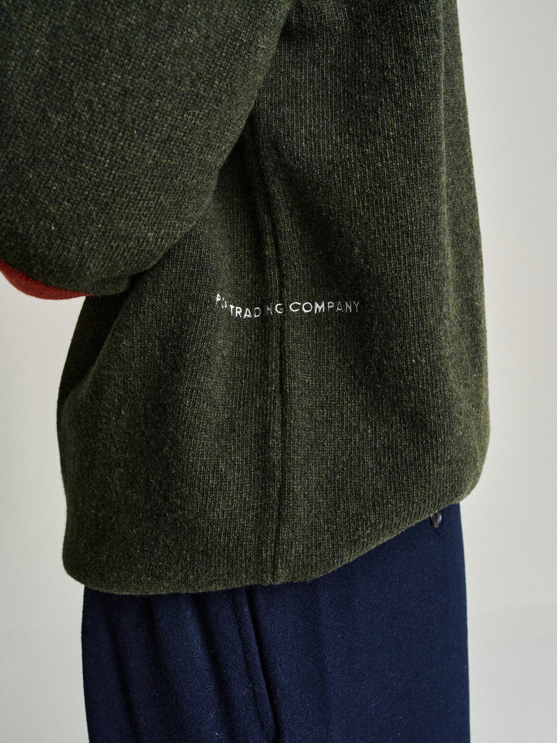 Pop Knitted Elbow Crewneck Duffel Green