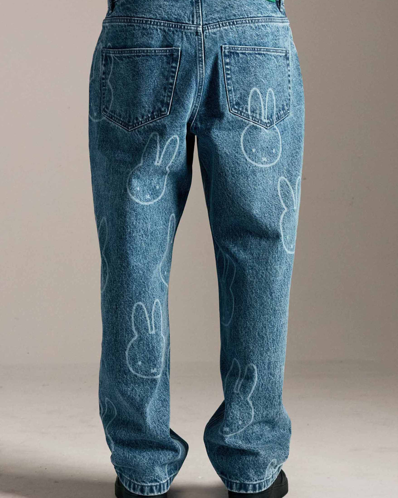 Miffy & Pop Pattern DRS Denim Pants Stonewashed
