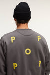 Pop Logo Crewneck Sweat Charcoal/Cress Green