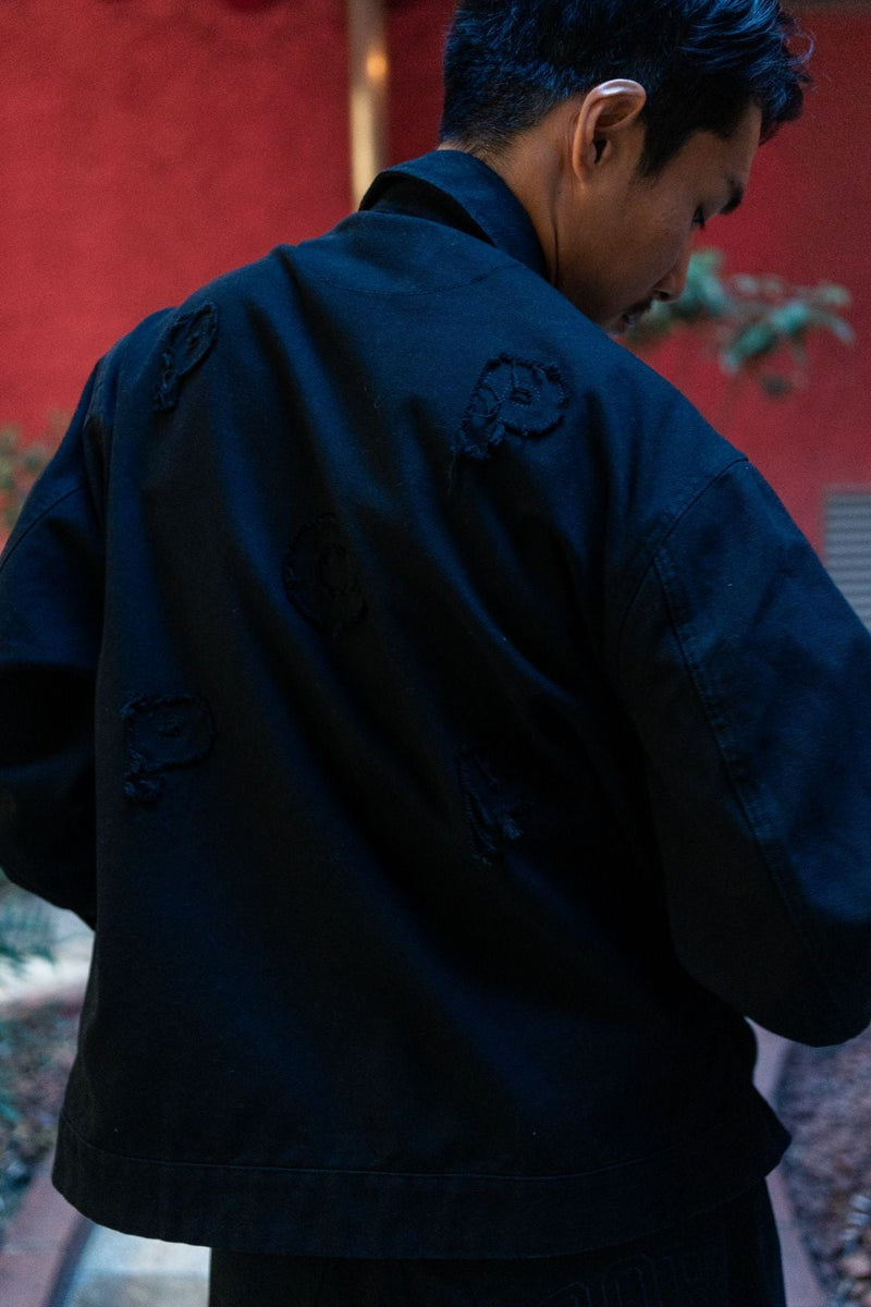 Pop Full Zip Jacket Black Washed Canvas