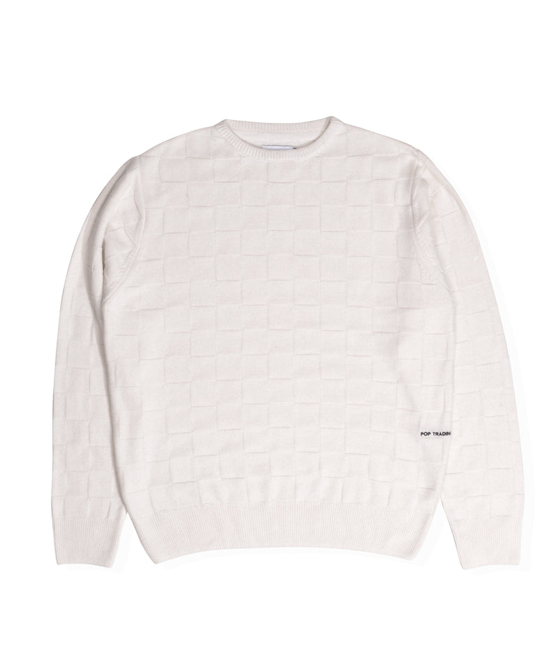 Pop Checked Panel Knit Off White