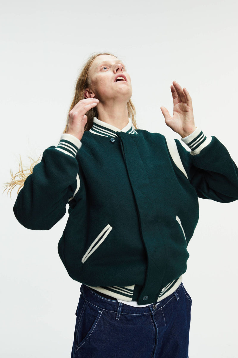 Pop Parra Varsity Jacket Pine Green