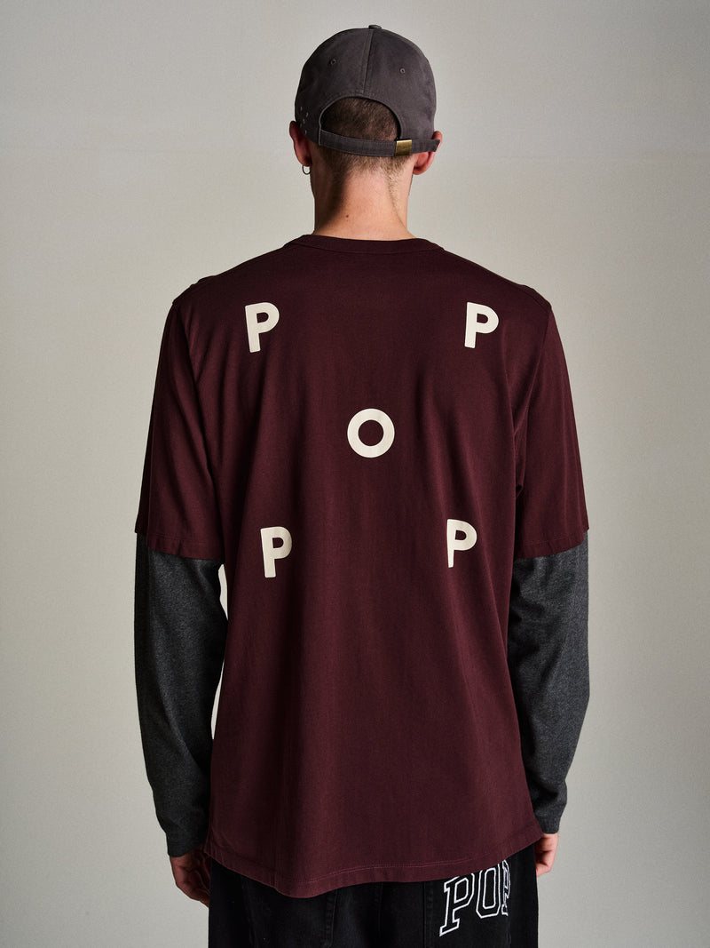 Pop Logo Sleeve T-Shirt Fudge/Charcoal Heather