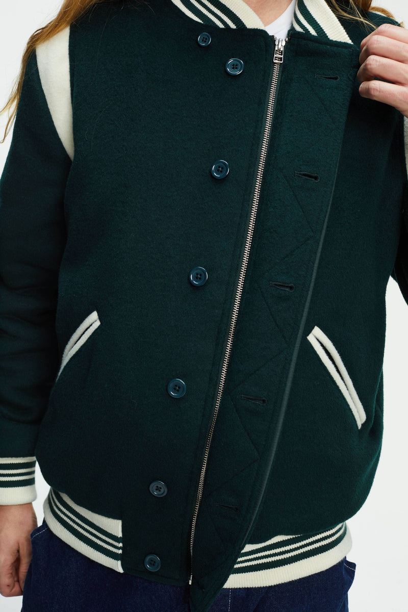 Pop Parra Varsity Jacket Pine Green