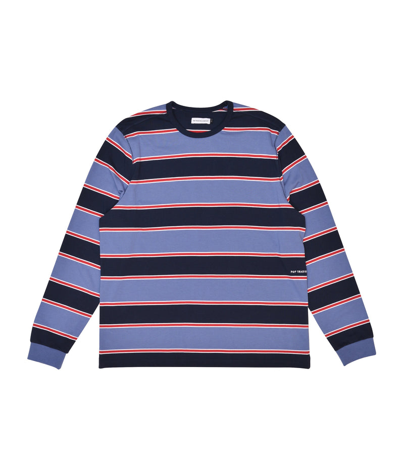 Pop Striped Logo Longsleeve T-Shirt Coastal Fjord