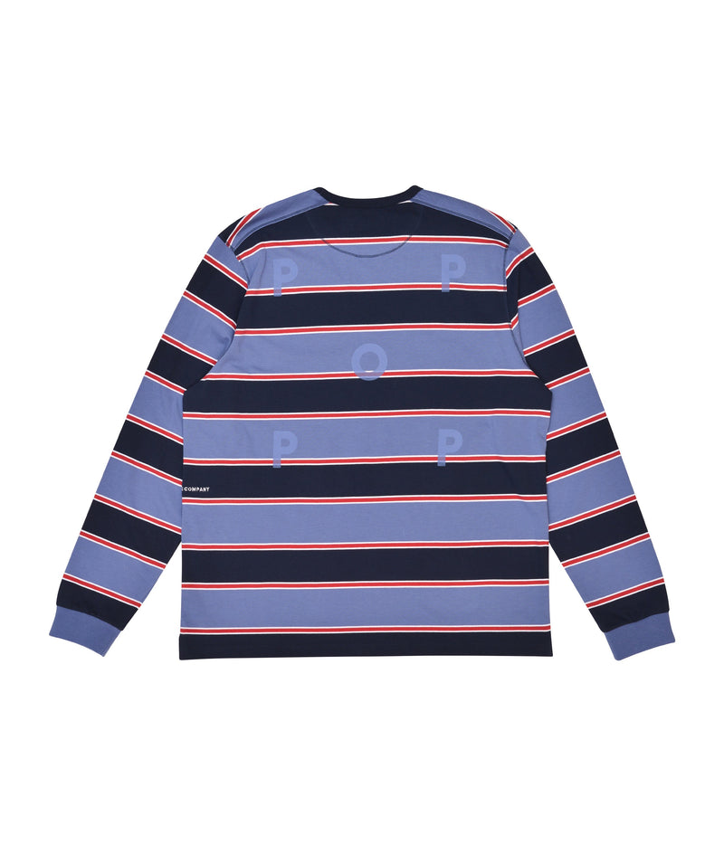 Pop Striped Logo Longsleeve T-Shirt Coastal Fjord