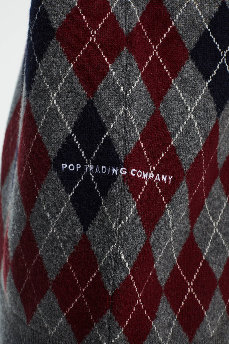 Pop Burlington Knitted Spencer Vest Charcoal/Multi