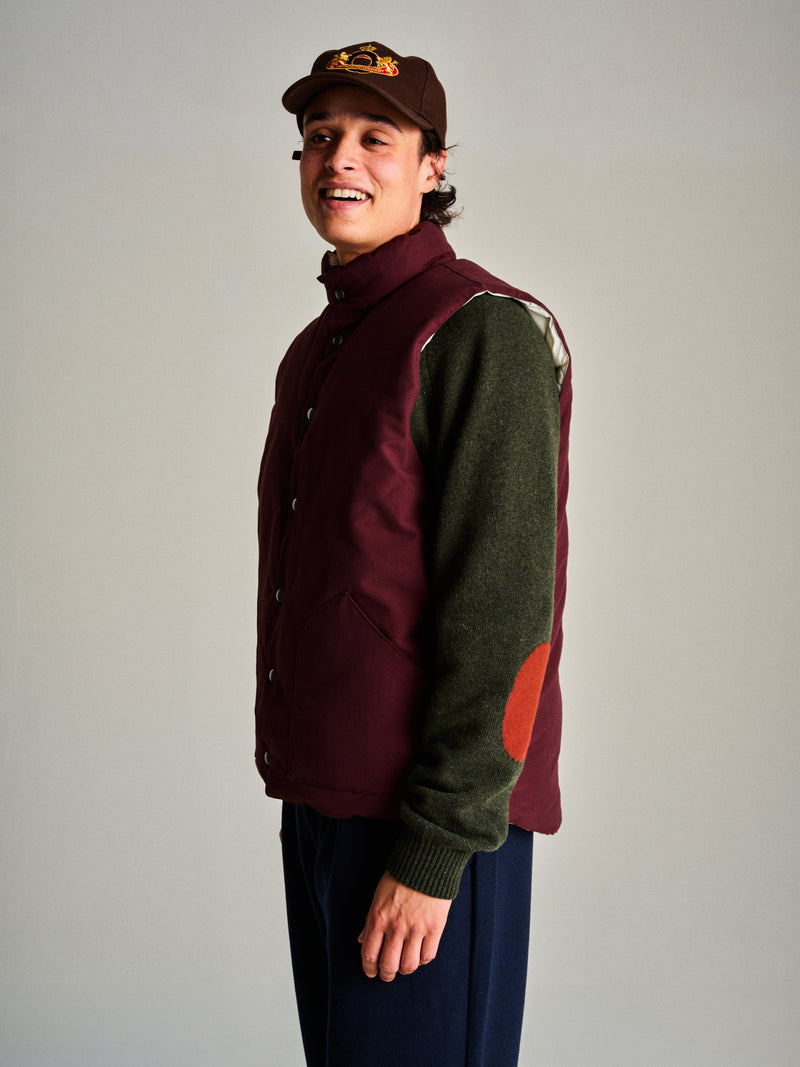 Pop Quilted Reversible Vest Fudge/Off White