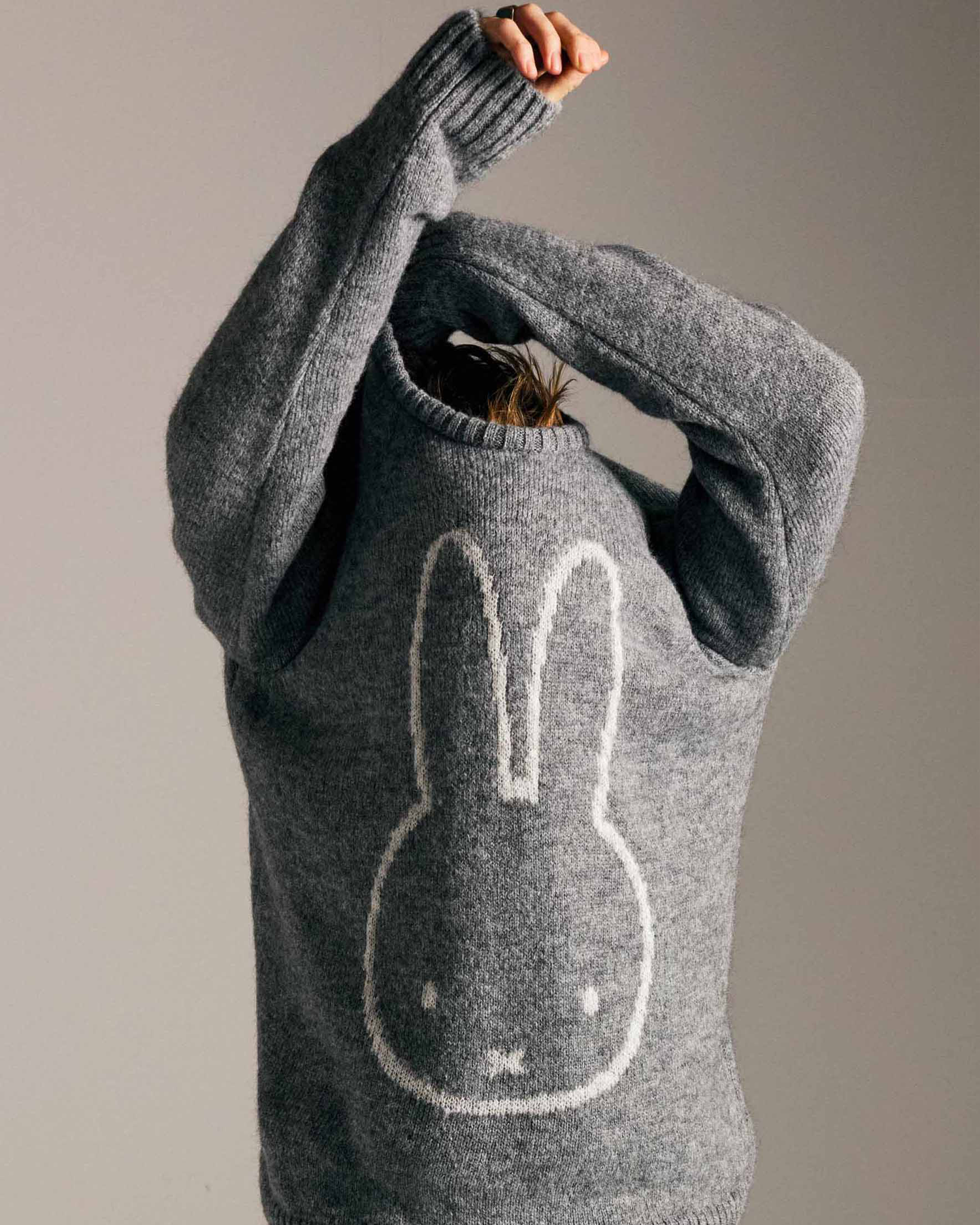 Miffy & Pop Knitted Mohair Crewneck Heather Grey