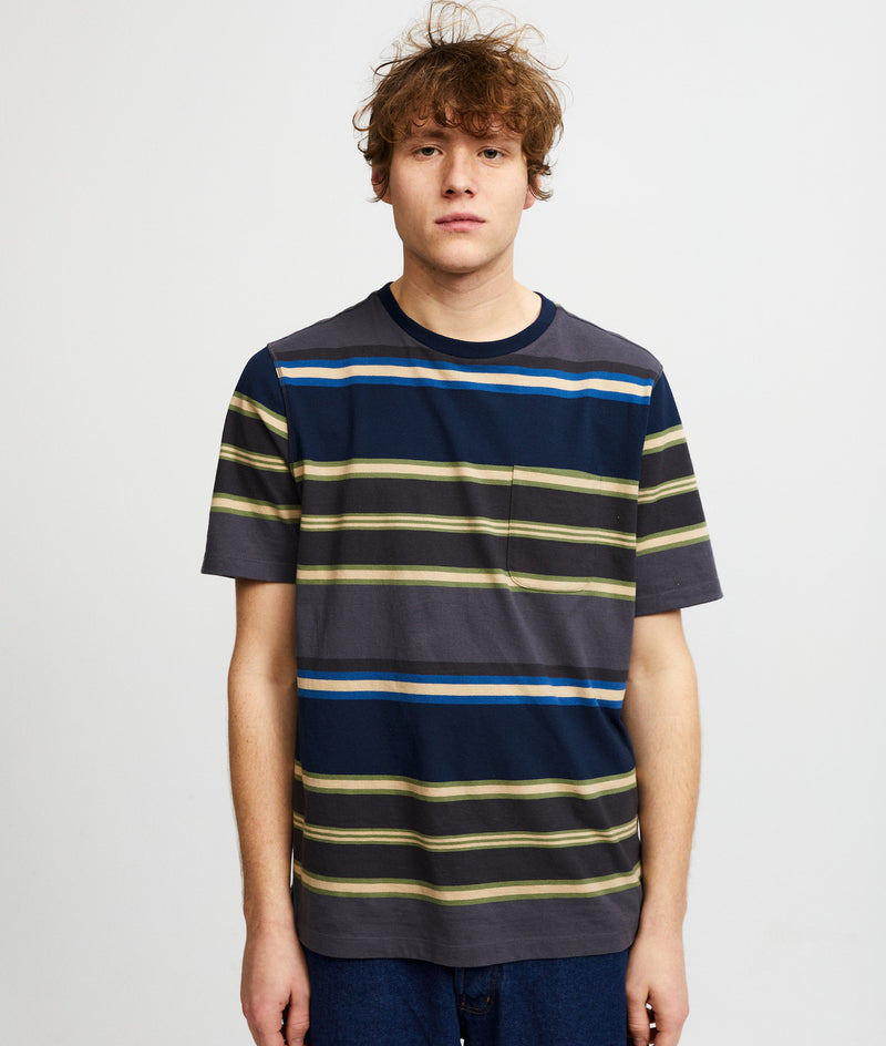 Pop Striped Pocket T-Shirt Navy