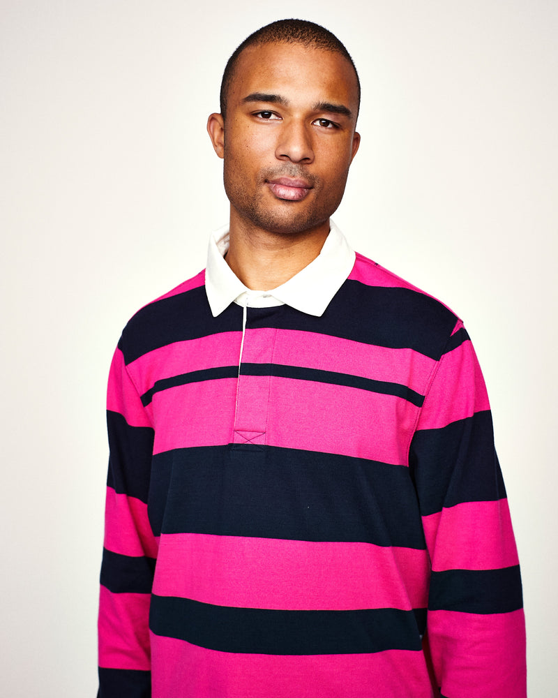 Pop Striped Rugby Shirt Pink/Navy