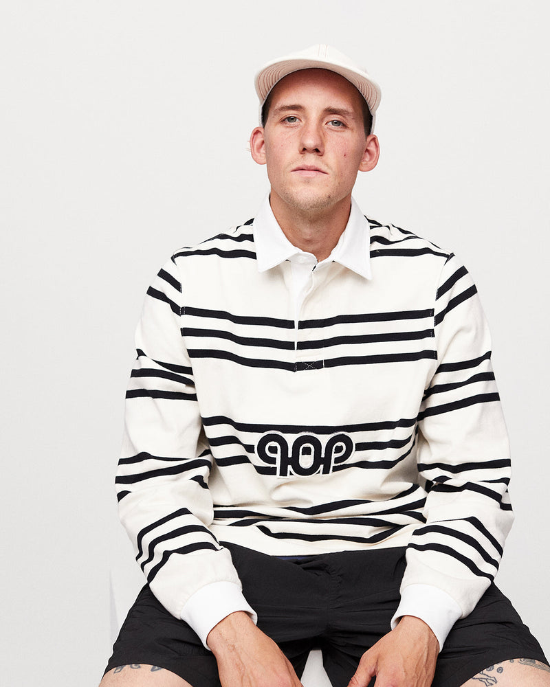 Pub Striped Rugby Polo Black/Off White