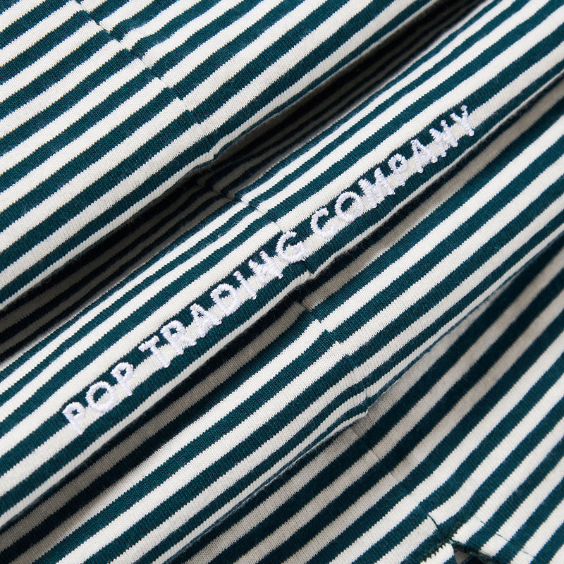 Pop & Gleneagles Mini Striped Italo Shirt Dark Green/White Pepper