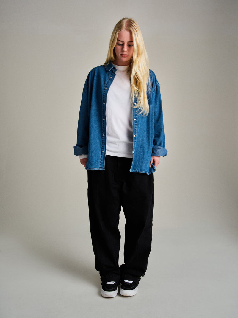 Pop Applique Logo Denim Shirt Rinsed Denim