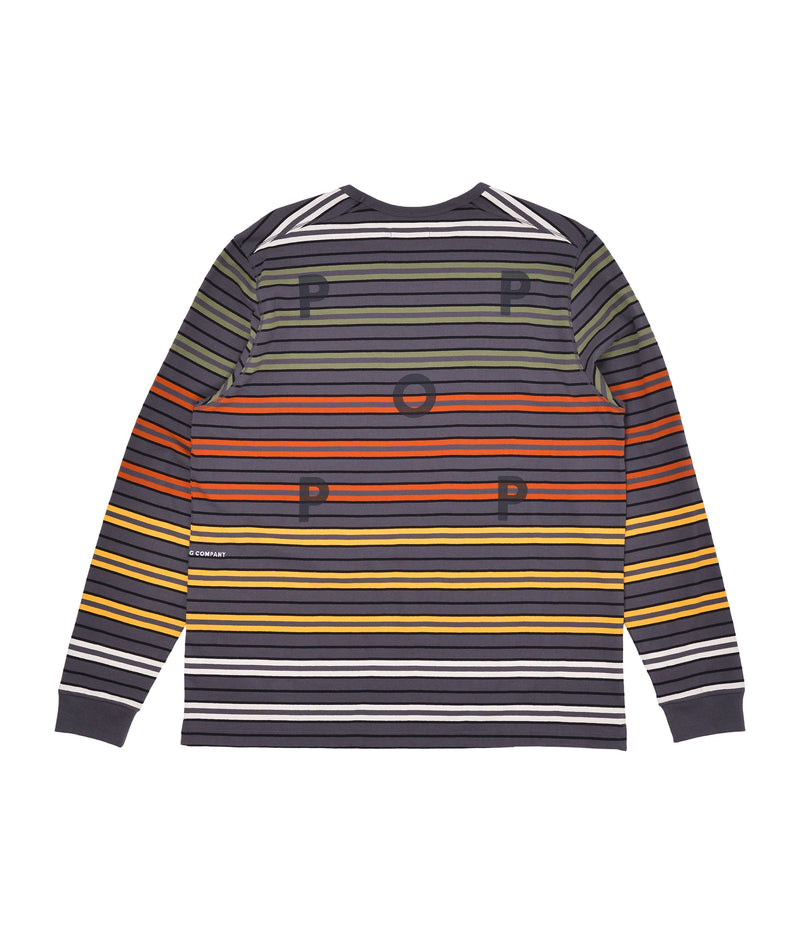 Pop Striped Longsleeve T-Shirt Charcoal