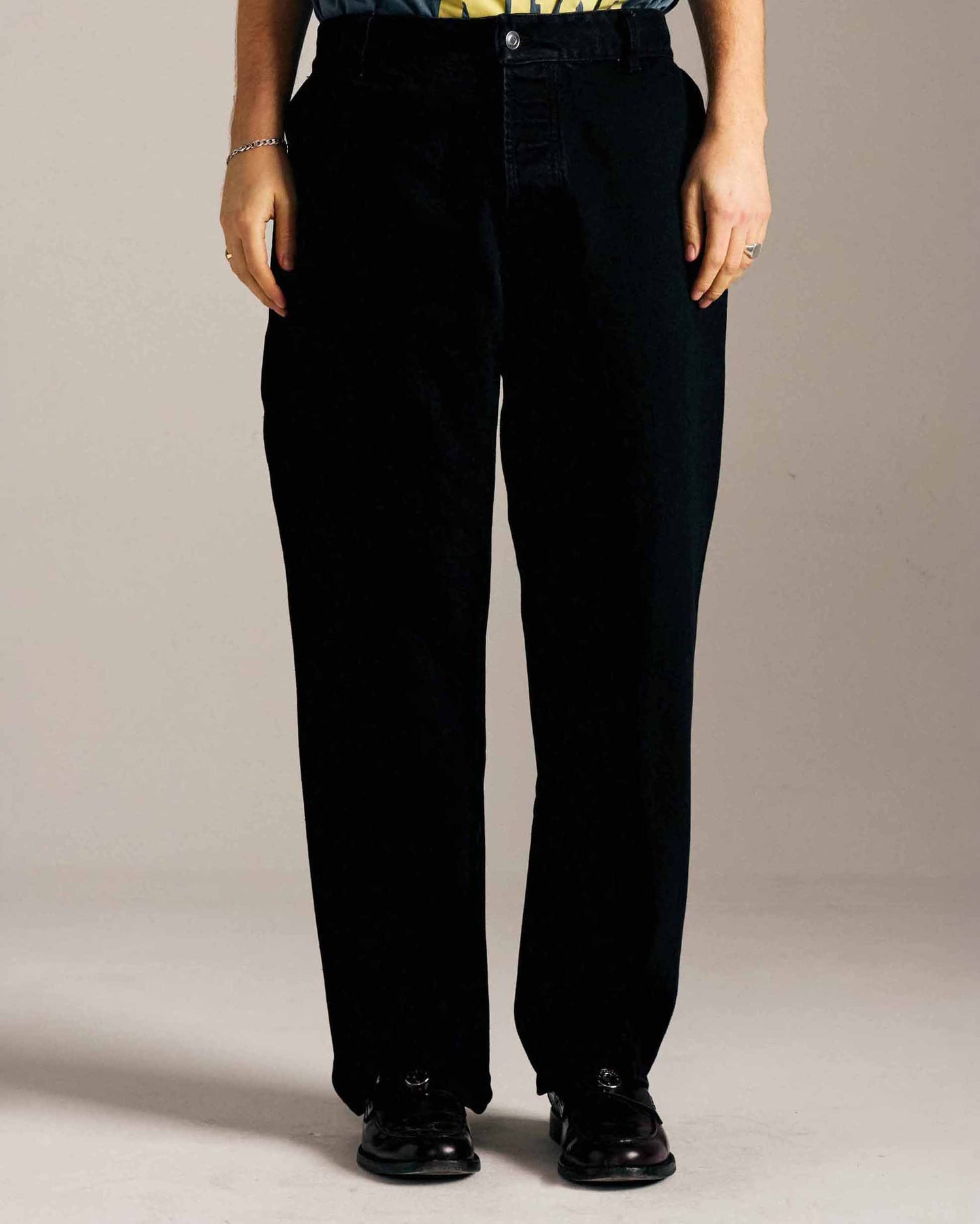 Pop Beattie Denim Pants Rinsed Black