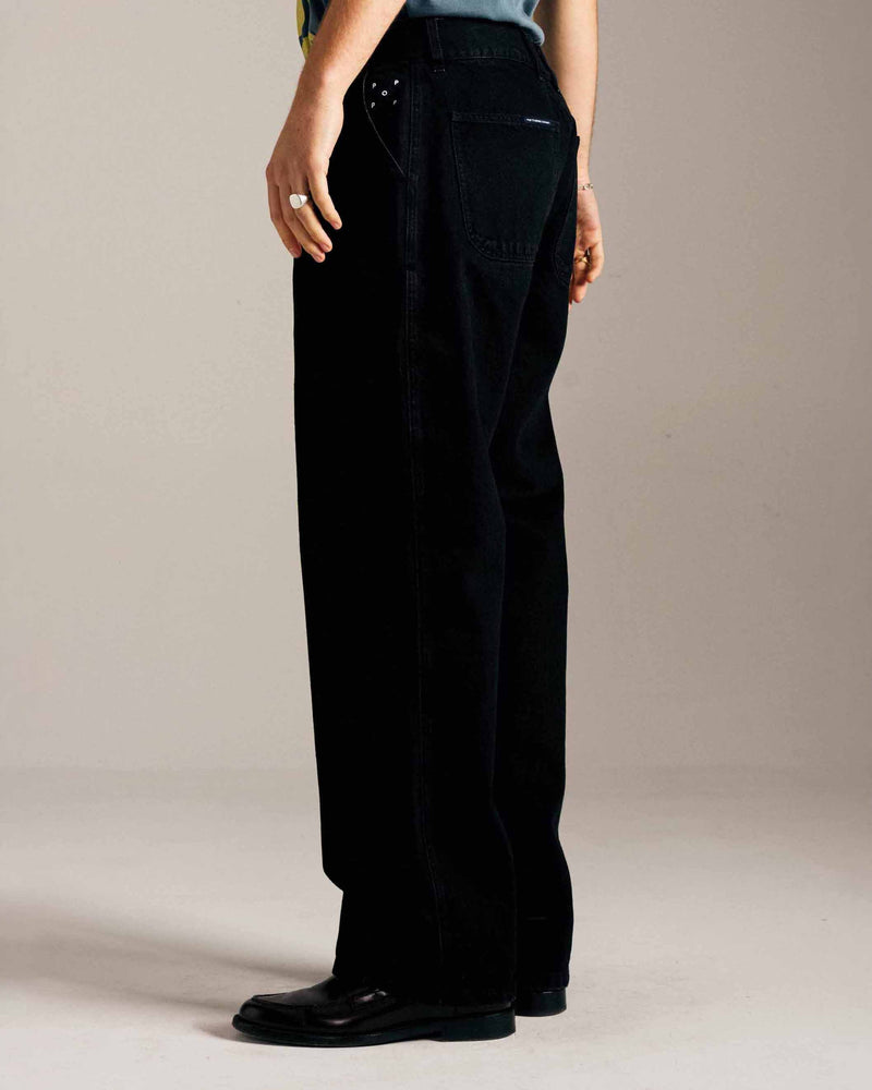 Pop Beattie Denim Pants Rinsed Black