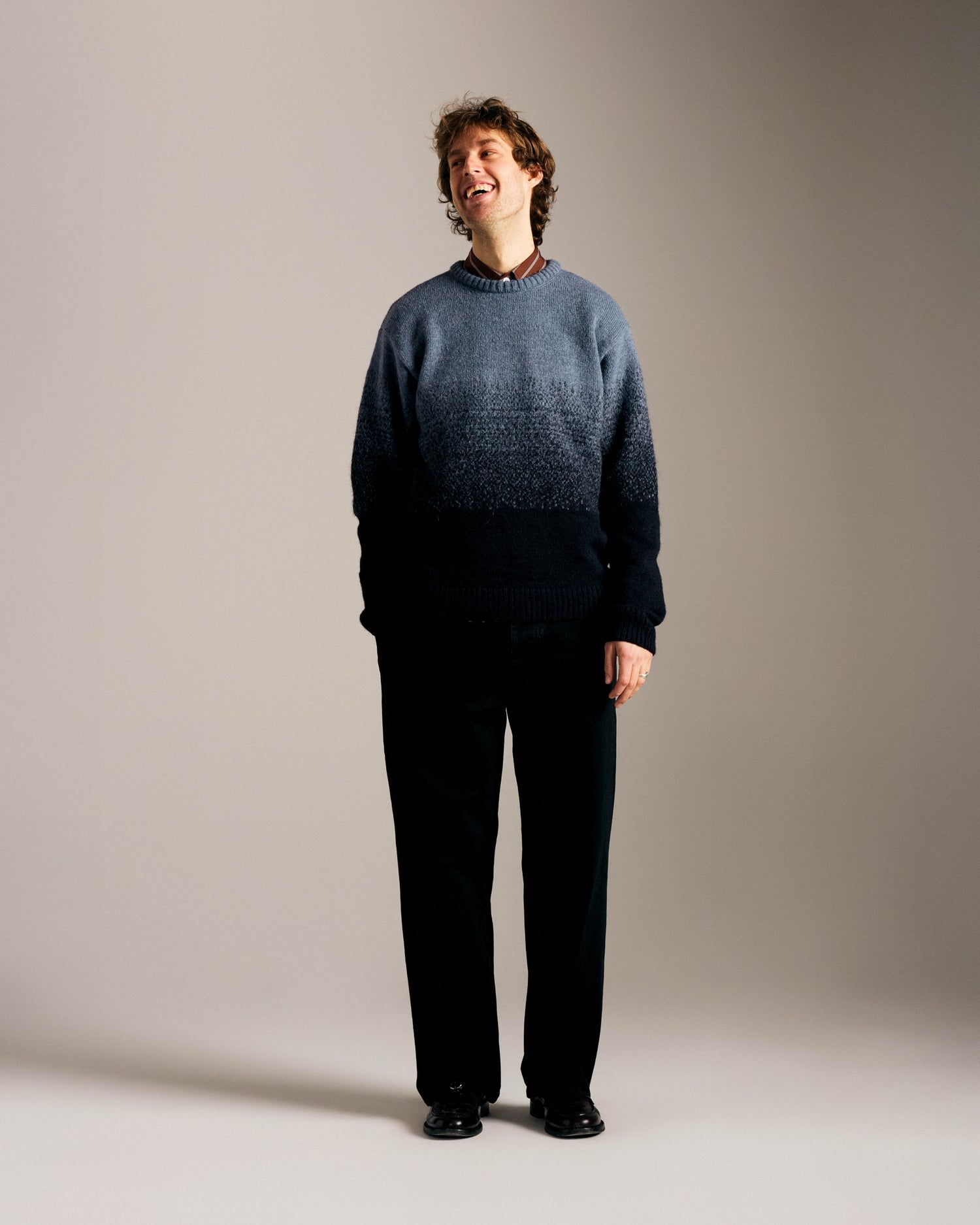 Pop Knitted Gradient Crewneck Tradewinds/Navy