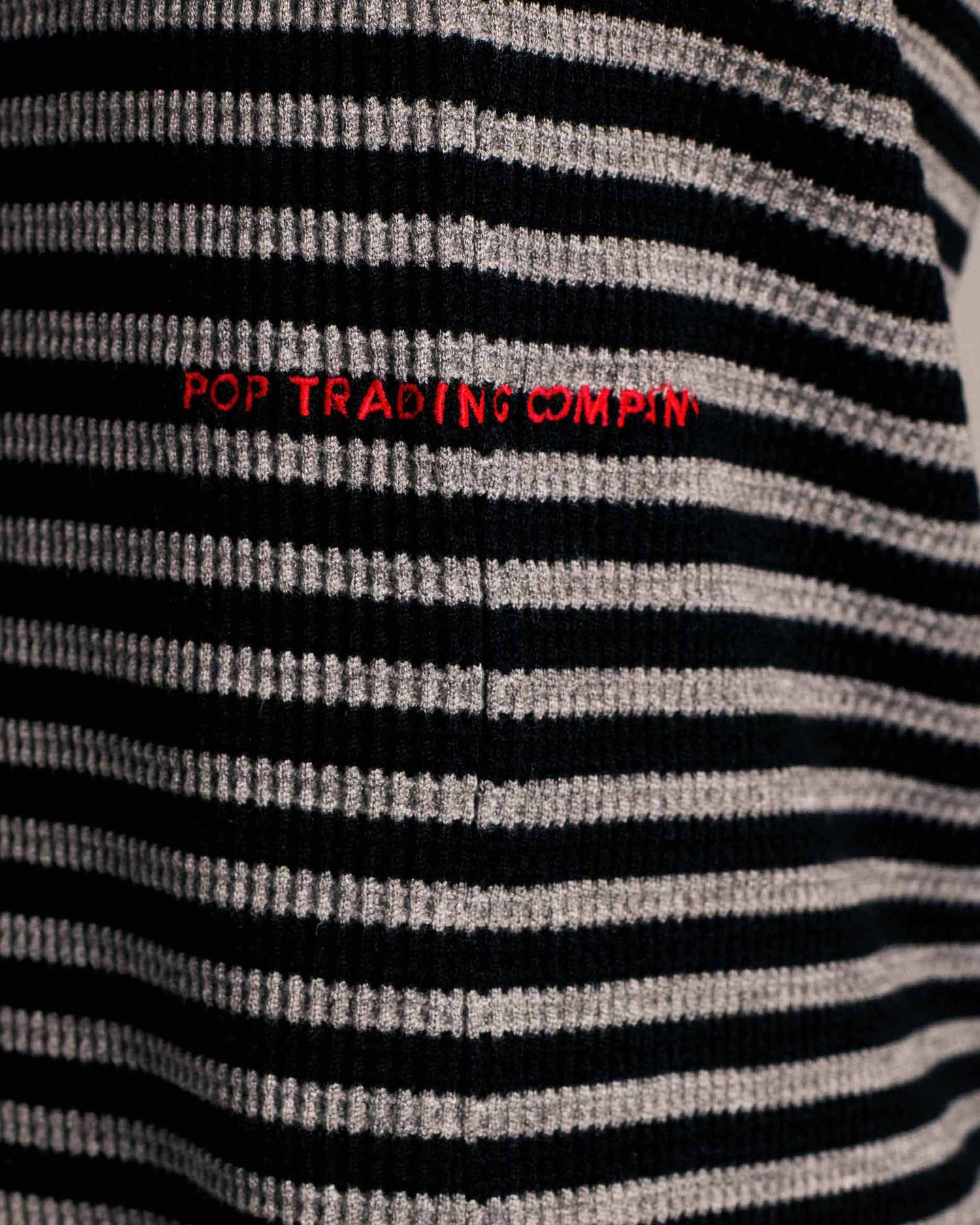 Pop Striped Waffle Crewneck Grey/Black