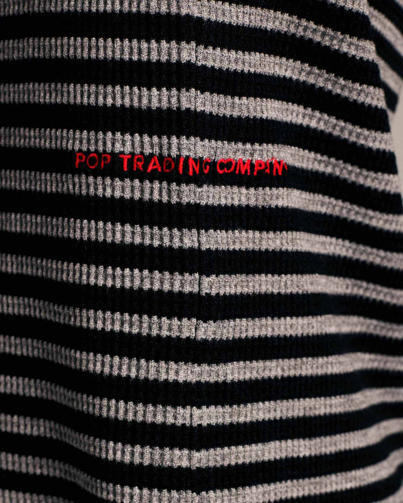 Pop Striped Waffle Crewneck Grey/Black