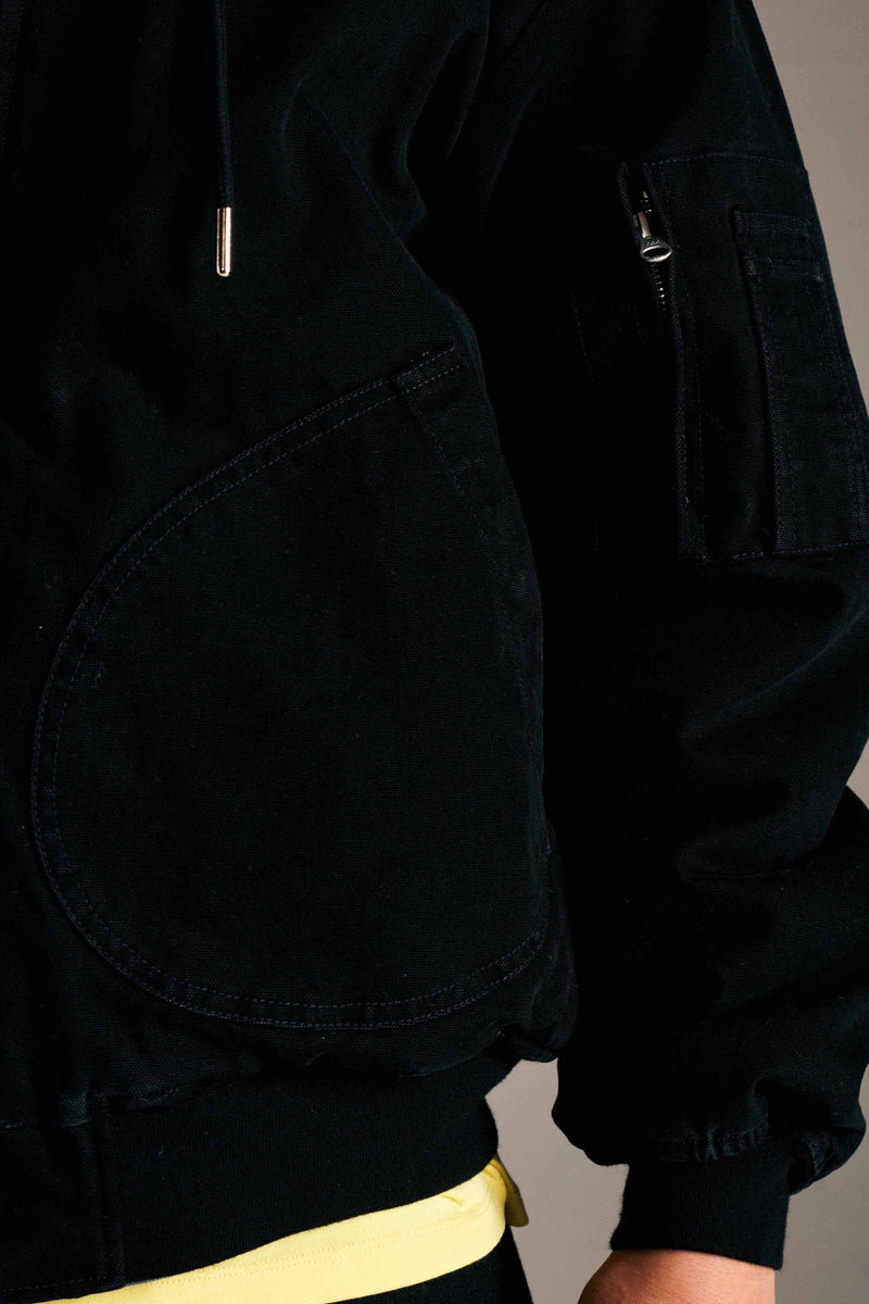 Pop Hooded Flight Jacket Black