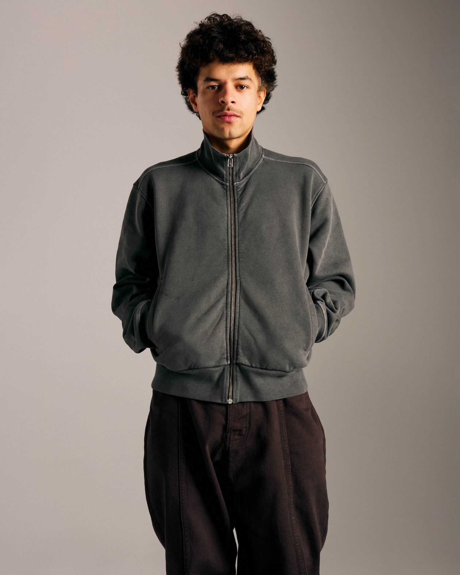Pop Full Zip Sweat Washed Black
