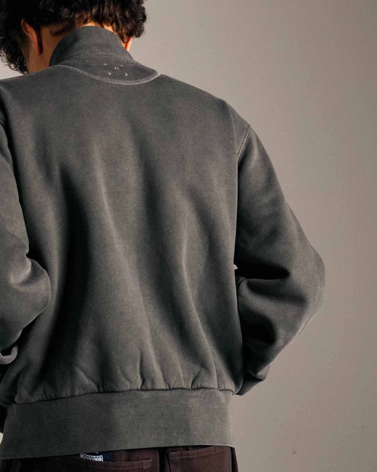 Pop Full Zip Sweat Washed Black