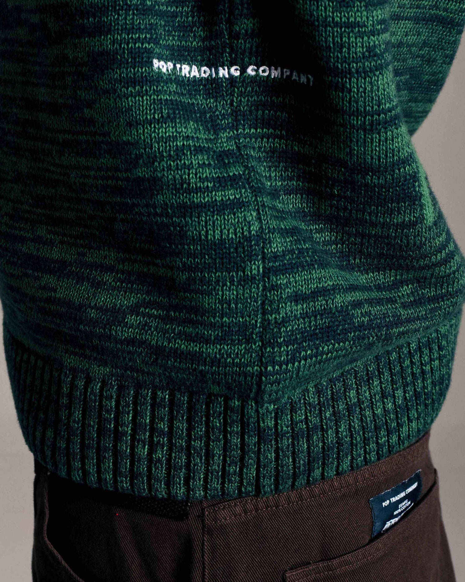 Pop Knitted Melange Logo Crewneck Navy/Juniper