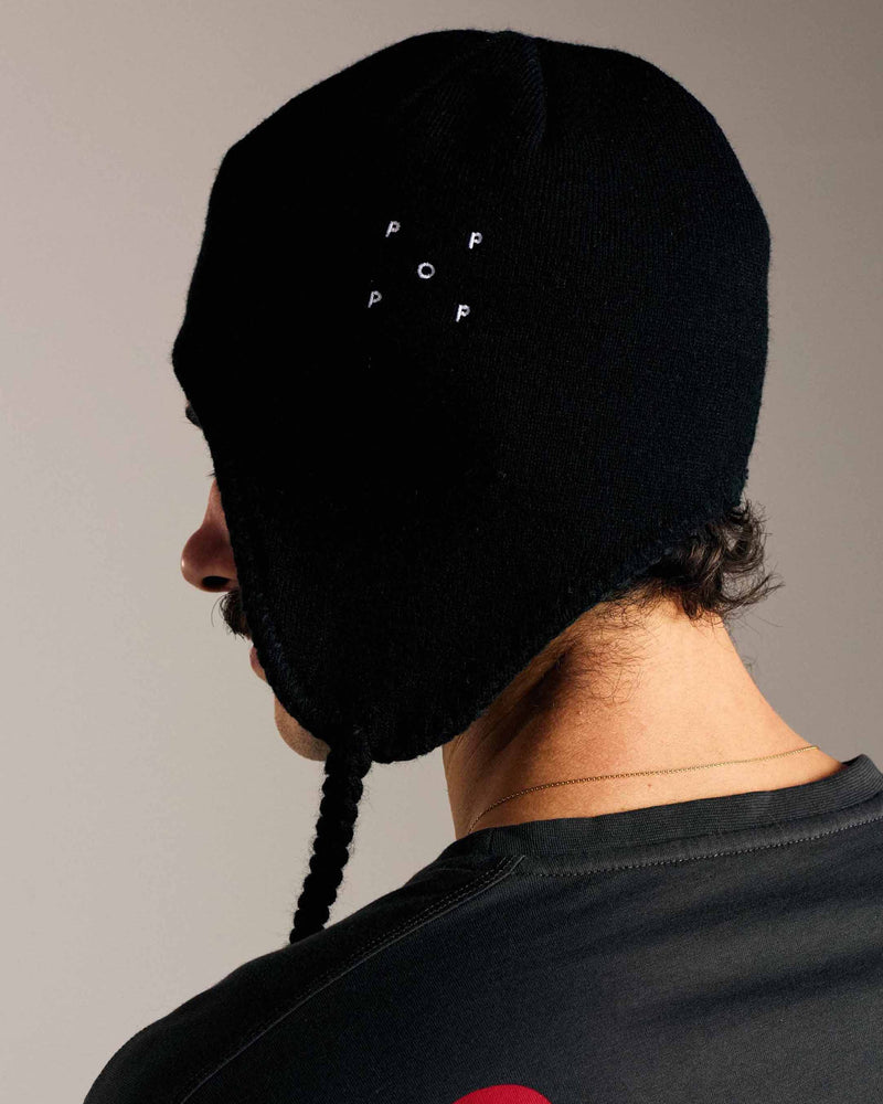 Pop Reversible Earflap Beanie Black/Charcoal