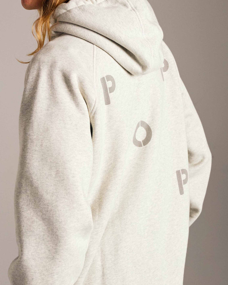 Pop Logo Hooded Sweat Heather Off White