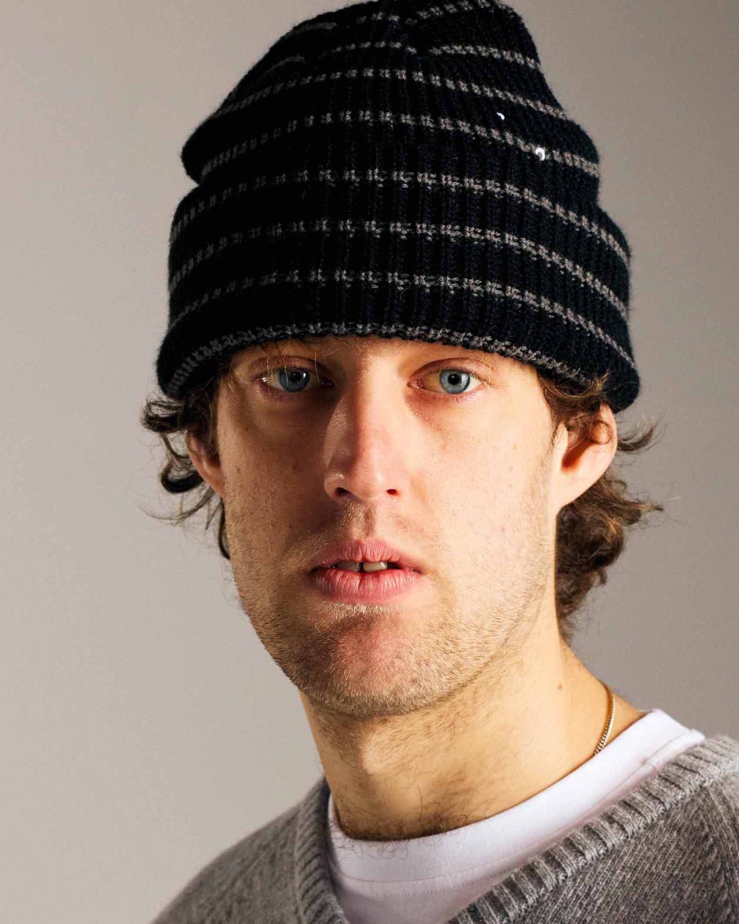 Pop Striped Beanie Black/Charcoal