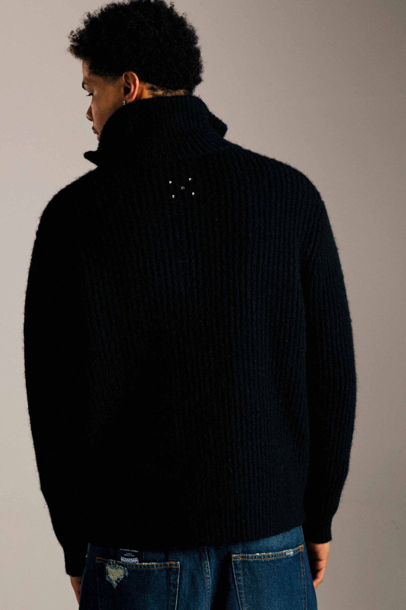 Pop Knitted Full Zip Black