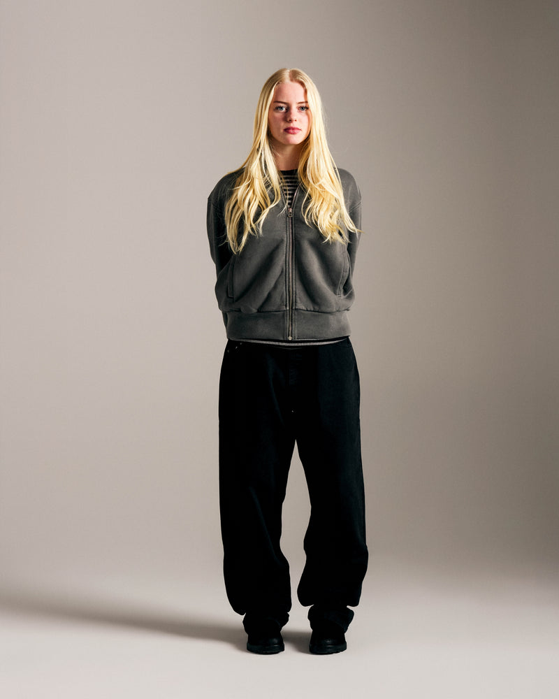 Pop Full Zip Sweat Washed Black