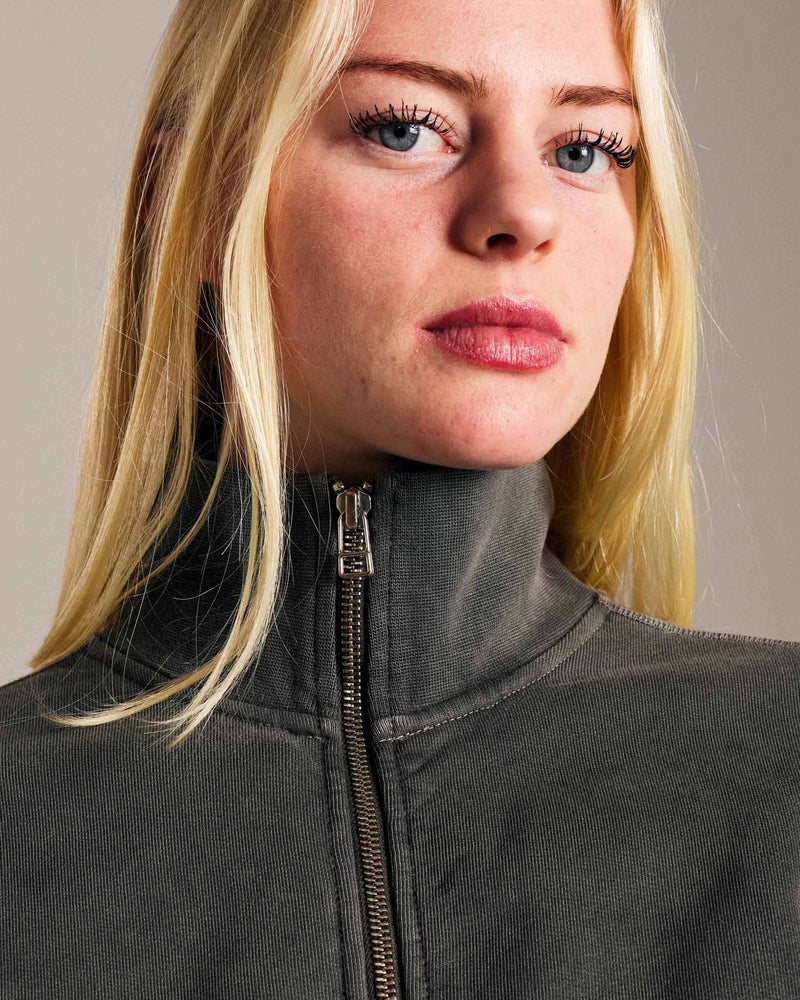 Pop Full Zip Sweat Washed Black