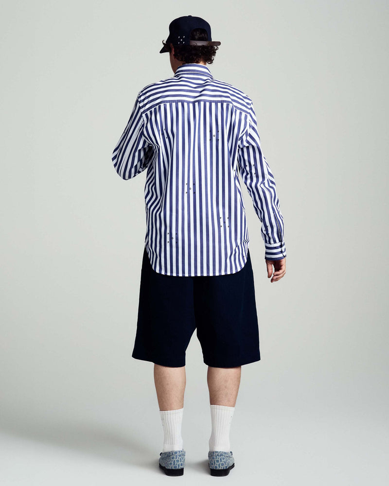 Pop Logos Stripe Shirt Navy/White