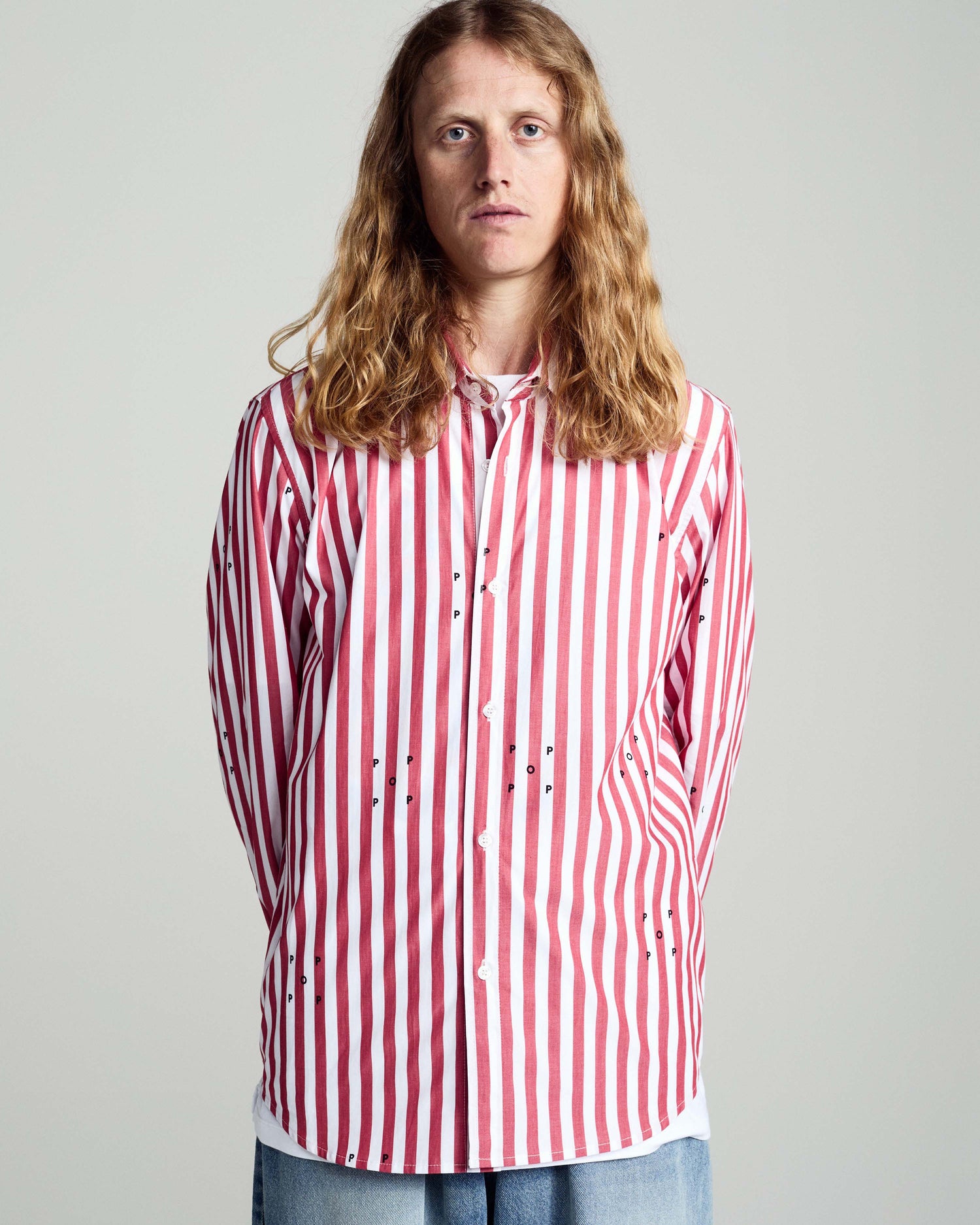 Pop Logos Stripe Shirt Earth Red/White