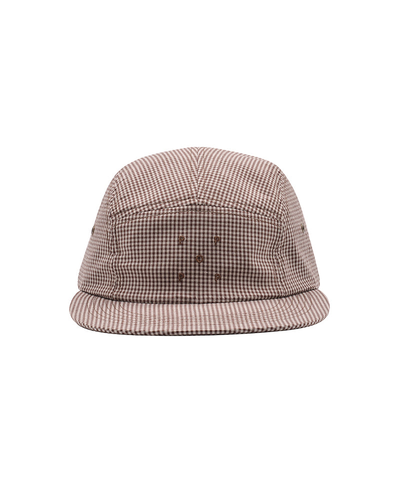 Pop Logo 5 Panel Hat Brown/White Gingham
