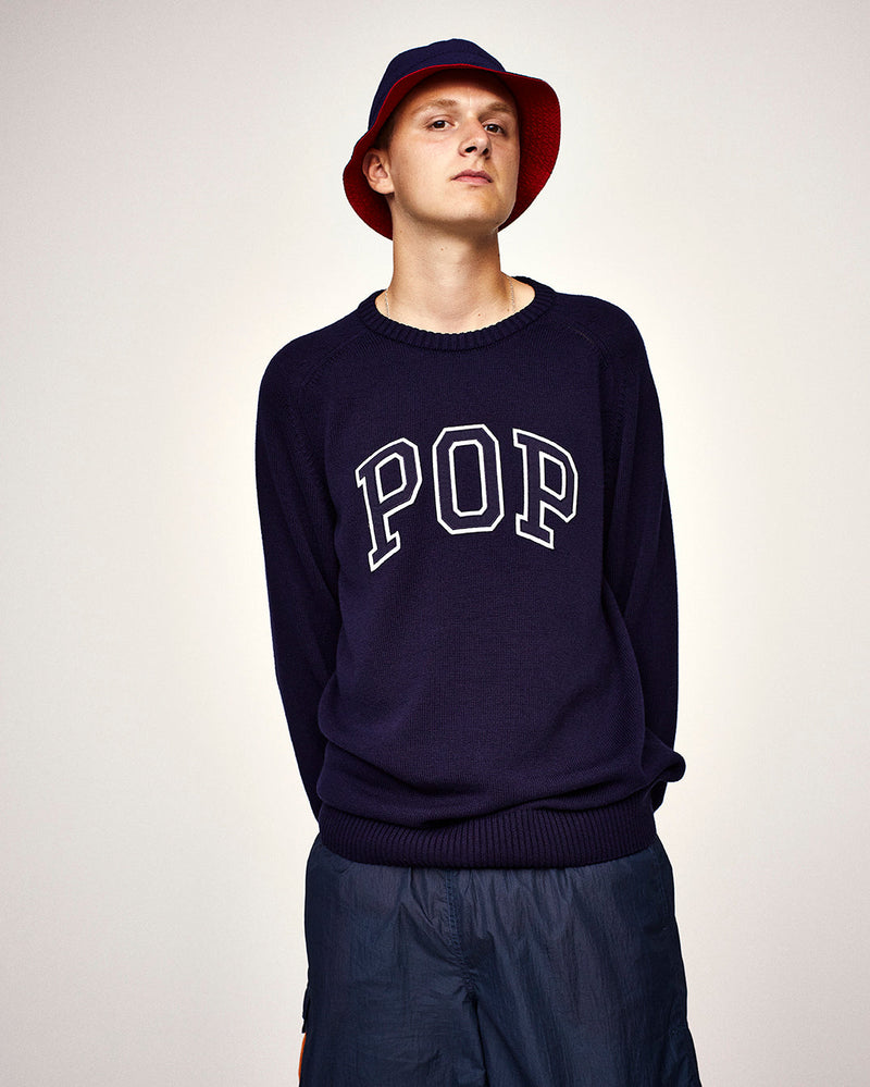 Pop Arch Knitted Crewneck Navy
